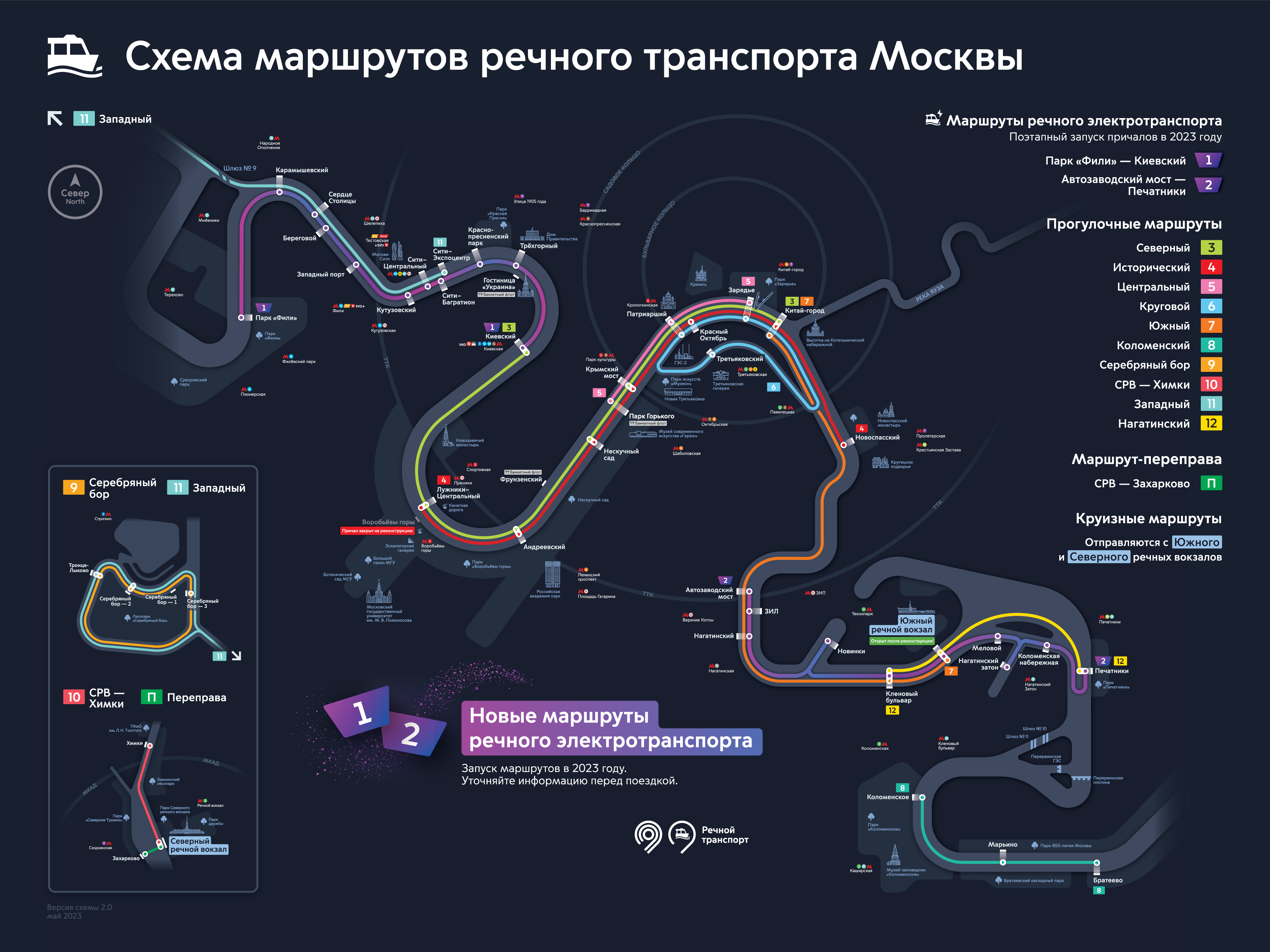 Общая схема речных маршрутов Москвы
